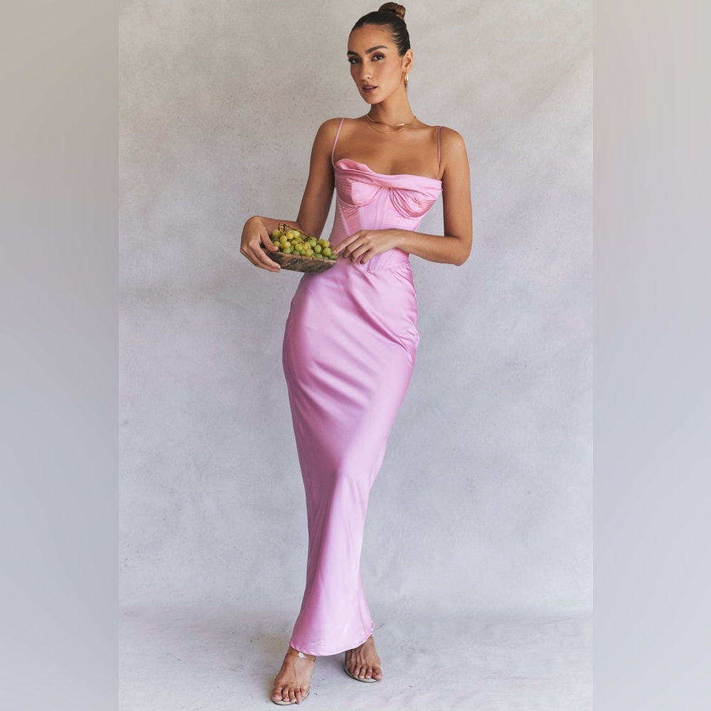 House of CB Charmine Pink Corset Maxi Dress Small Cup